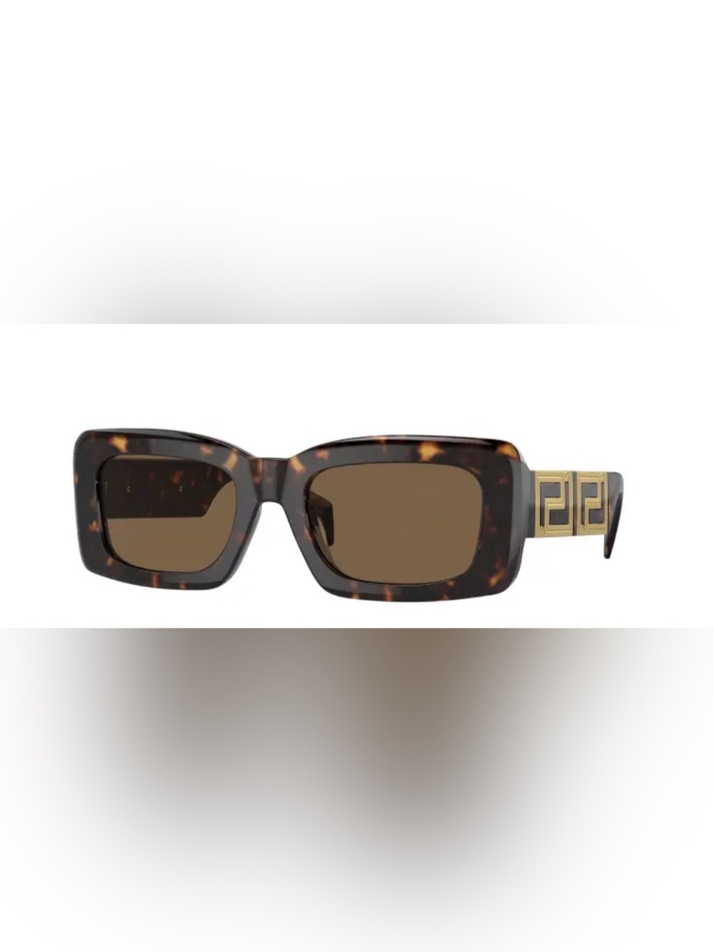 Versace Sunglasses VE4444U – Havana Rectangular with Gold Greek Key Temples